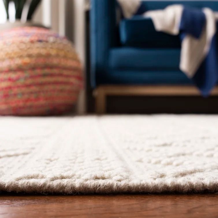 Xamiera Hand Tufted Wool or Cotton Ivory Area Rug-10'x14' thumbnail 4