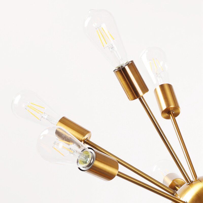 Gold Brass Sputnik Style Chandelier thumbnail 3