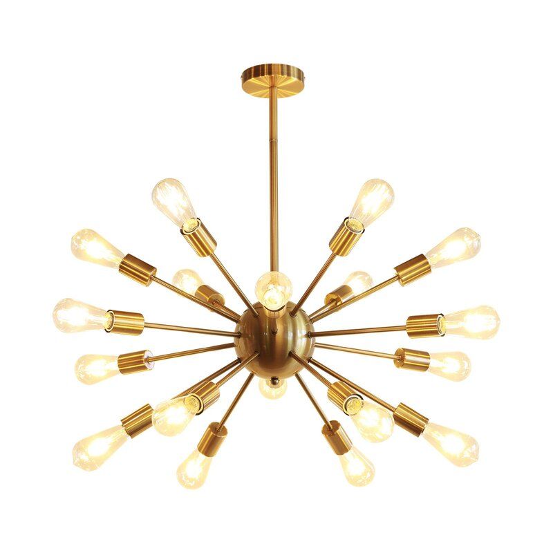 Gold Brass Sputnik Style Chandelier thumbnail 2