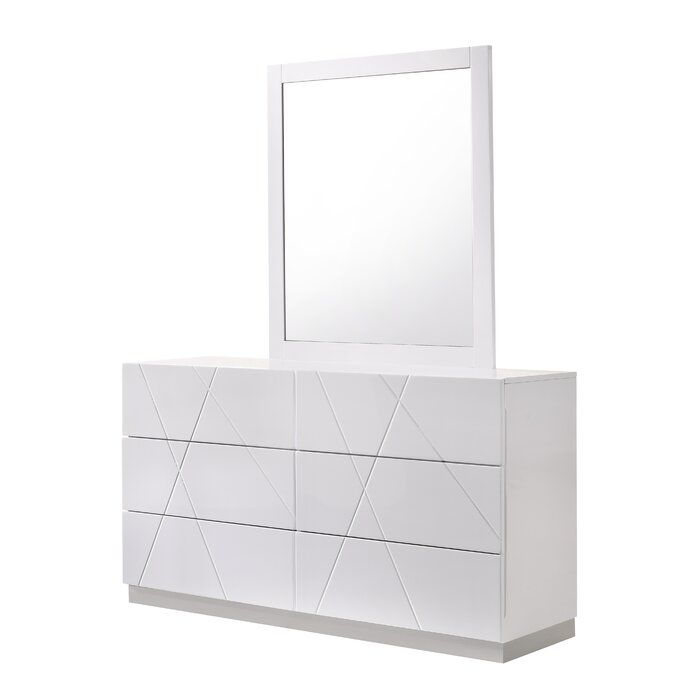 Anikesh Six Drawer Double Dresser with Mirror thumbnail 3