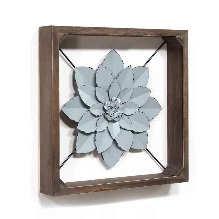 Framed Metal Flower Blue Stratton Home Decor thumbnail 2