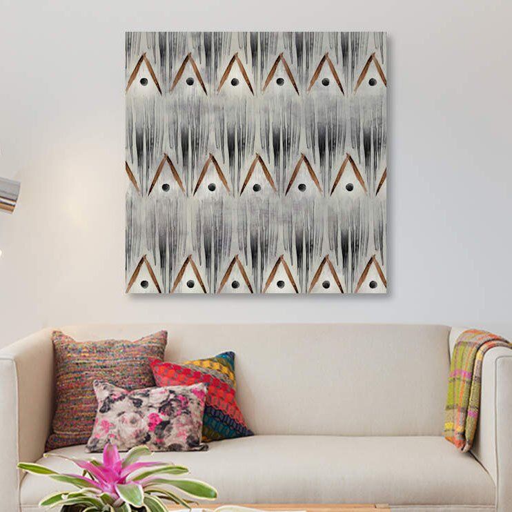 Grey Tribal Graphic Art Print on Canvas thumbnail 3