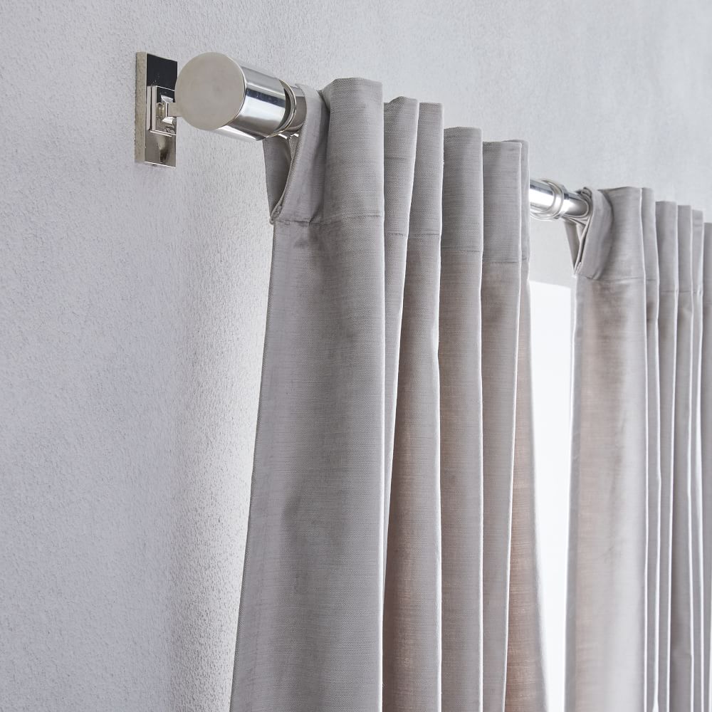 Luster Velvet Curtain with Cotton Lining, Platinum, 48"x96" thumbnail 2