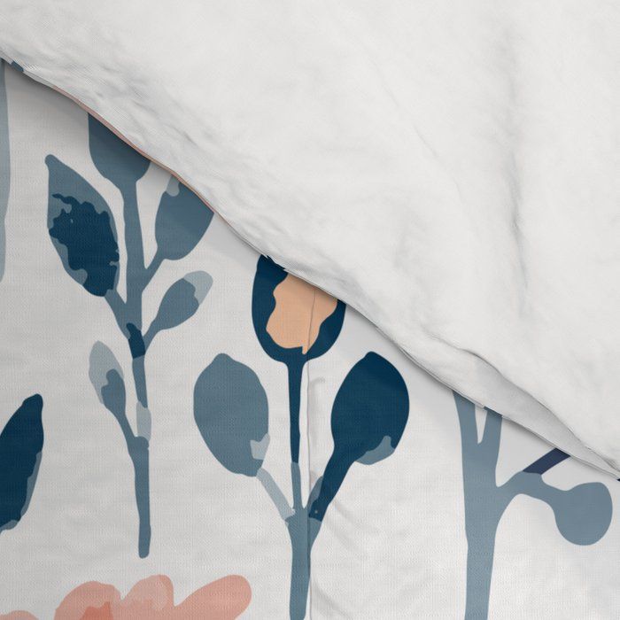 Watercolor Pastel Pink and Blue Floral Comforters thumbnail 2