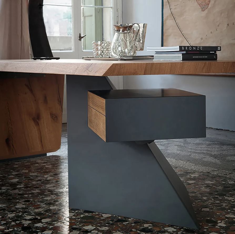 Solid Wood Office Desk Modern Industrial Writing Desk thumbnail 3