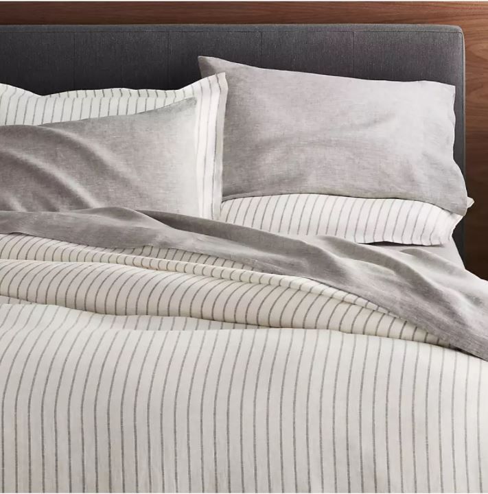 Pure Linen Pinstripe Warm White King Duvet Cover thumbnail 2