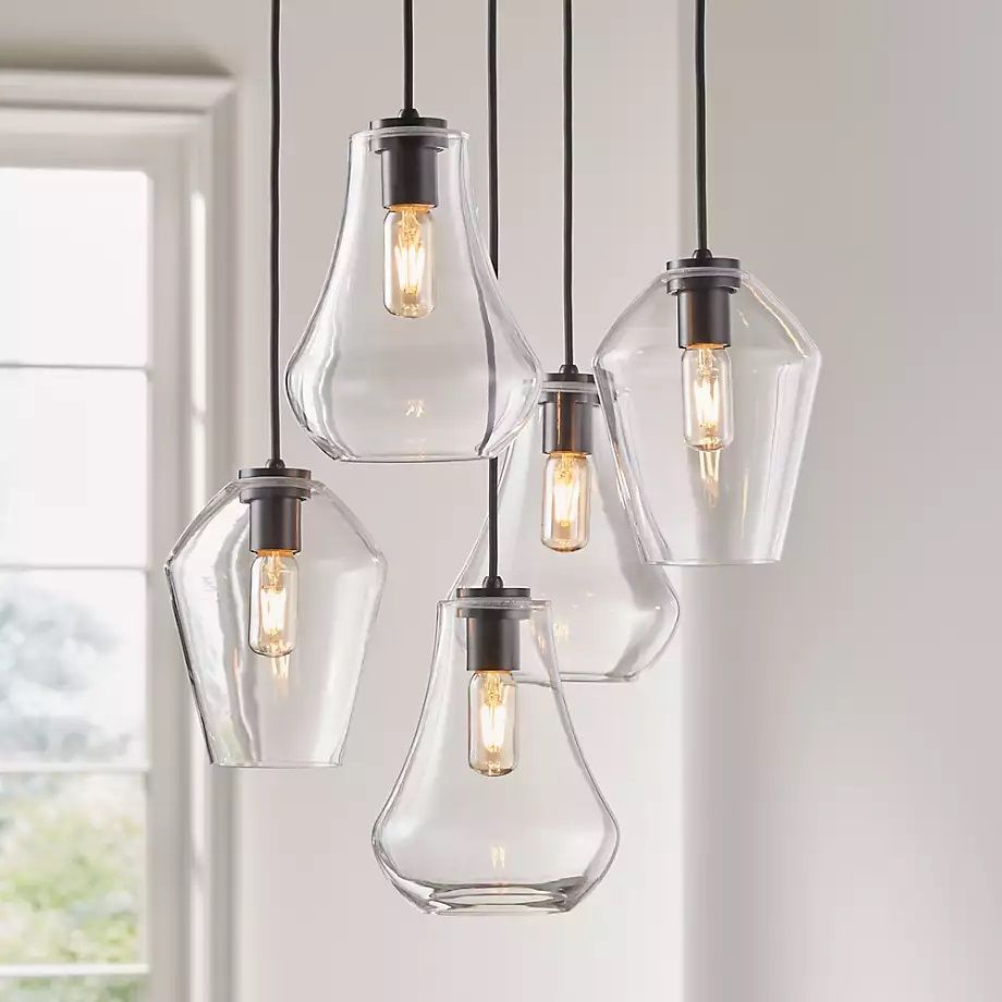 Arren Black Round Light Pendant with Clear Mixed Shades thumbnail 2