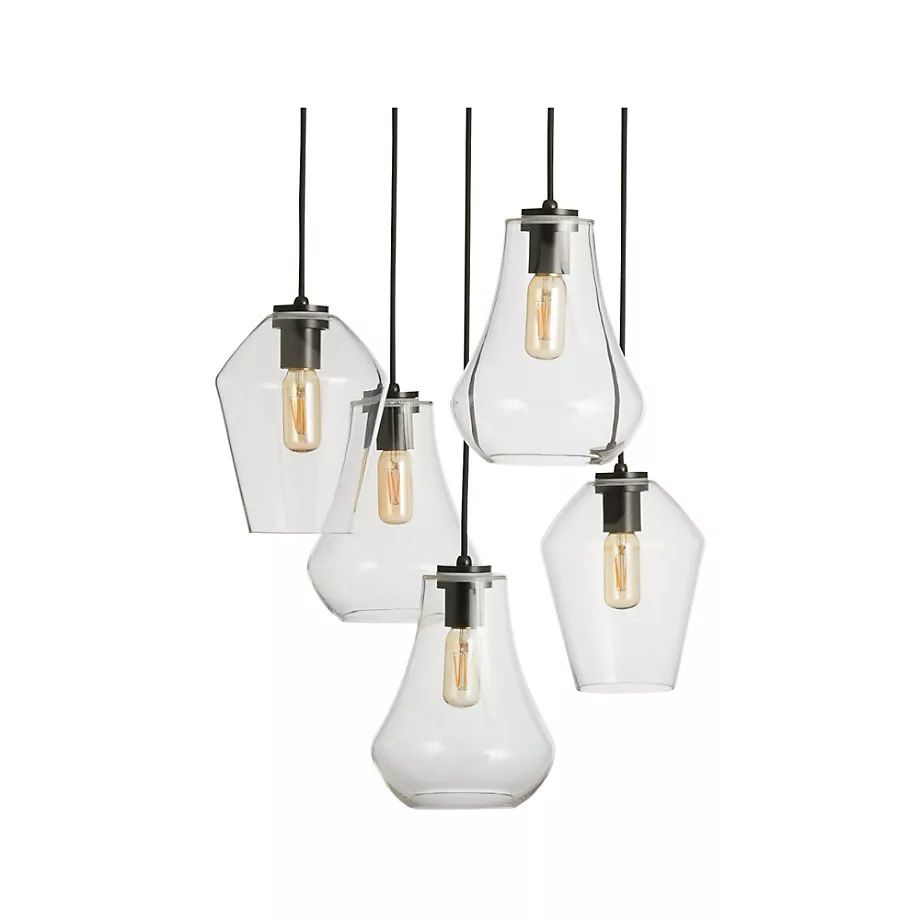 Arren Black Round Light Pendant with Clear Mixed Shades thumbnail 4