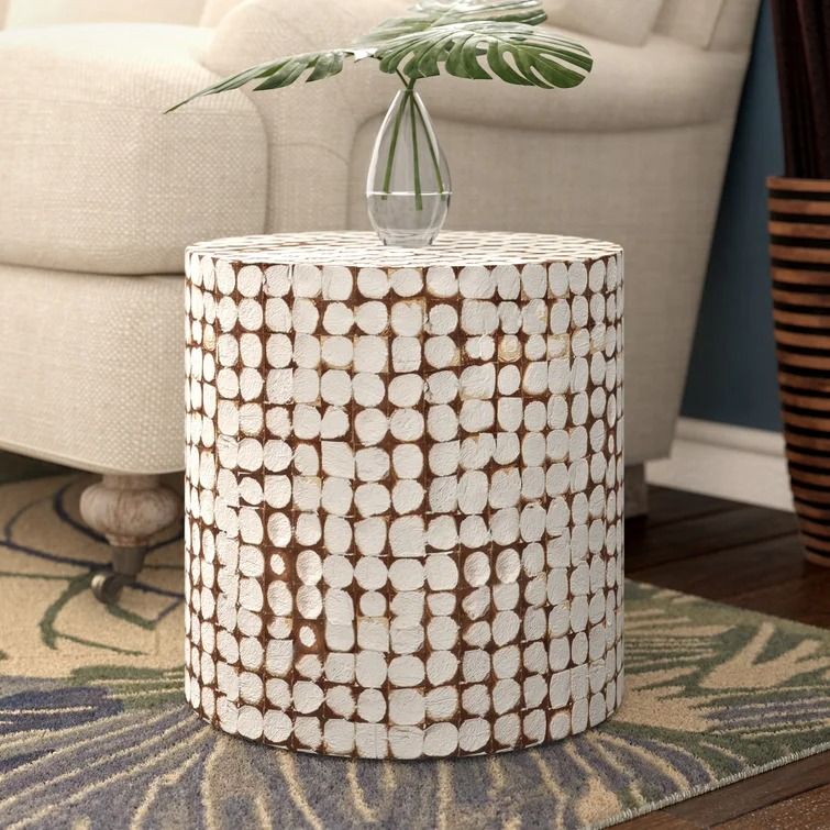 Ewan Solid Wood Drum End Table thumbnail 2