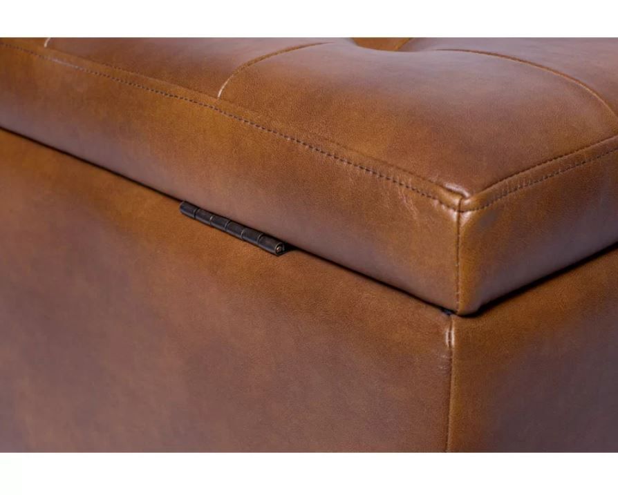 COLGATE FAUX LEATHER TUFTED RECTANGLE STORAGE OTTOMAN thumbnail 2