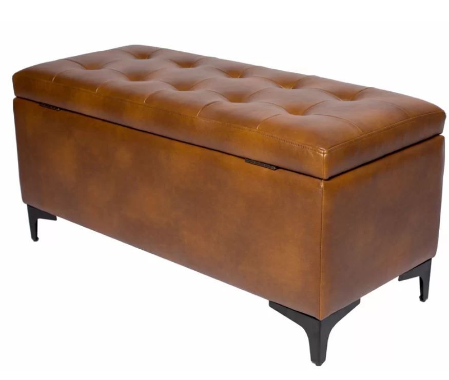 COLGATE FAUX LEATHER TUFTED RECTANGLE STORAGE OTTOMAN thumbnail 4