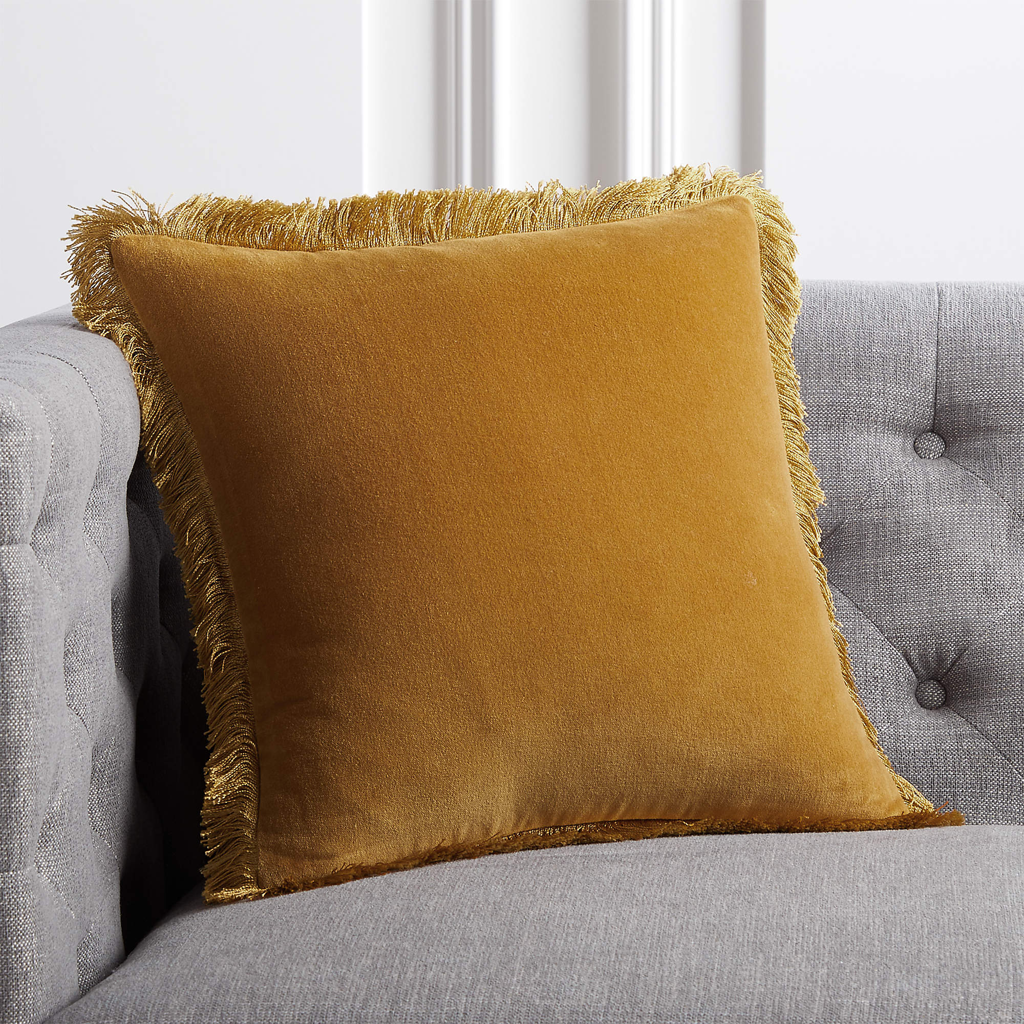 Bettie Mustard Pillow with Down Alternative Insert thumbnail 2