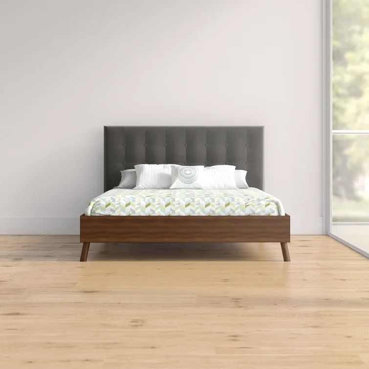 Plainville Tufted Solid Wood and Upholstered Platform Bed-Queen thumbnail 2
