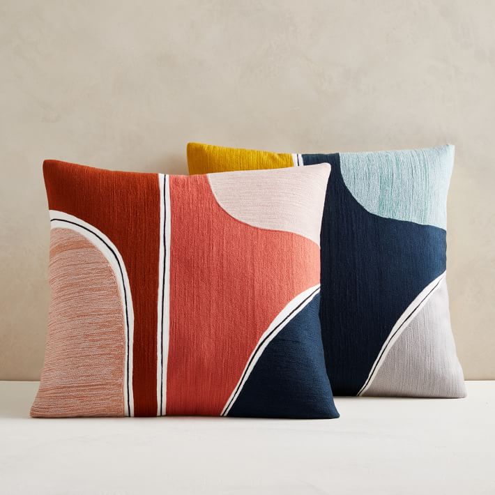 Crewel Outlined Shapes Pillow Cover thumbnail 2