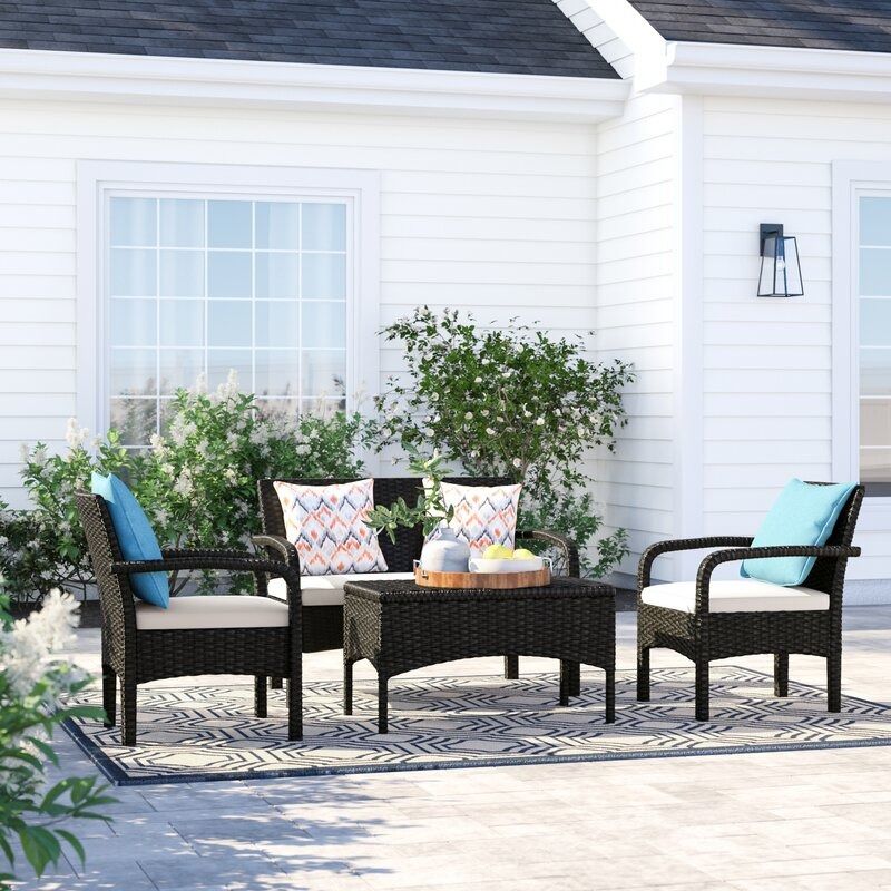 Lauer 4 Piece Rattan Table thumbnail 2