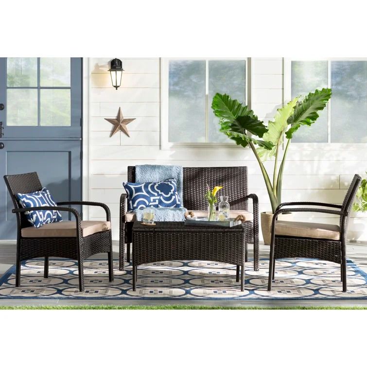 Lauer 4 Piece Rattan Sofa thumbnail 2