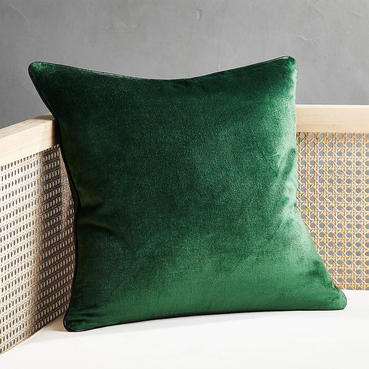 Emerald Crushed Velvet Pillow With Feathered With Insert-18"x18" thumbnail 4