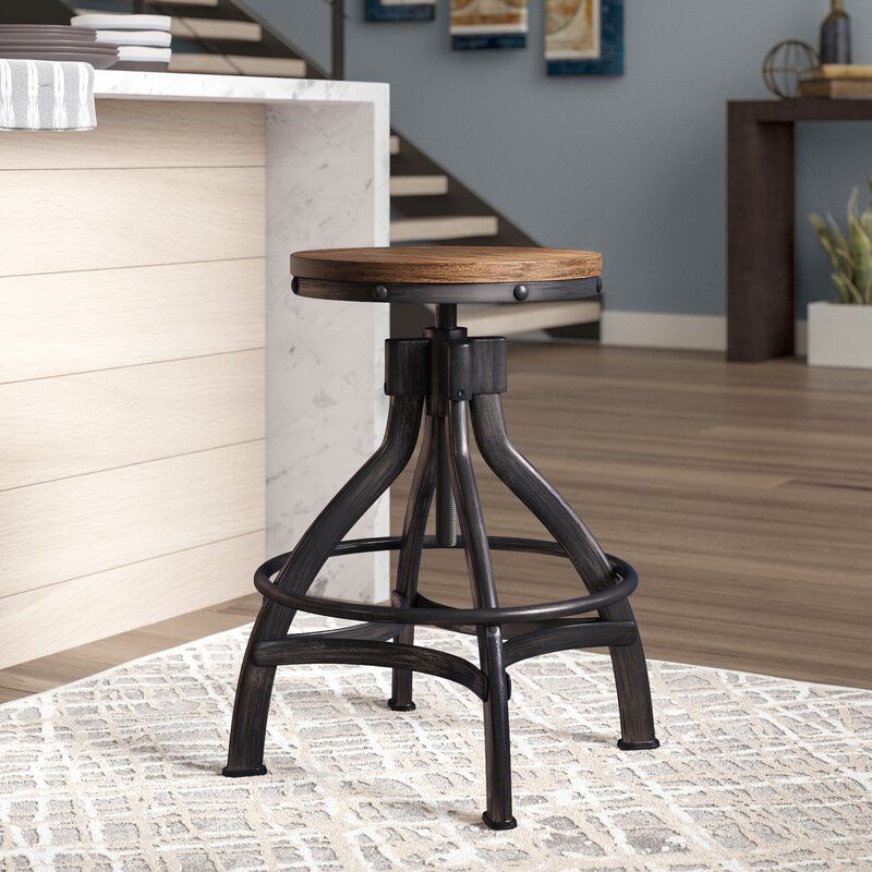WELLMAN ADJUSTABLE HEIGHT SWIVEL BAR STOOL- Set of Two  thumbnail 2