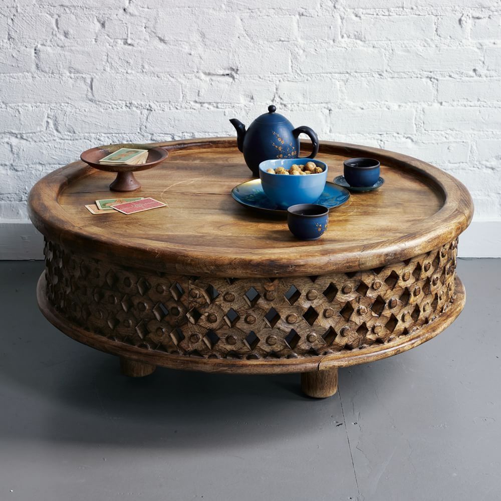 CARVED WOOD COFFEE TABLE thumbnail 2