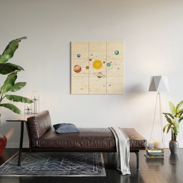 CARTOON SOLAR SYSTEM AND PLANETS AROUND SUNWOOD WALLART UNFRAME thumbnail 2