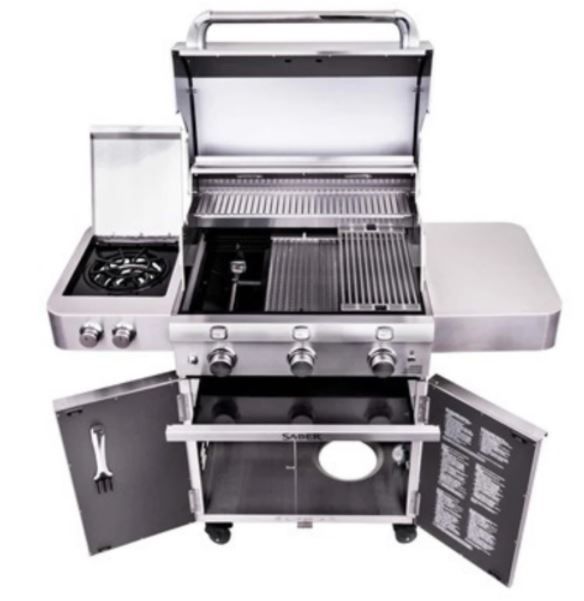 SABER 500 3 BURNER INFRARED PROPANE GAS GRILL WITH SIDE BURNER thumbnail 4