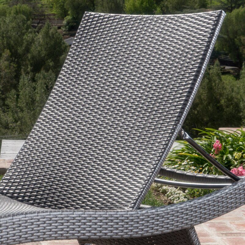 GRAY LONG RECLINING CHAISE LOUNGE SET thumbnail 2
