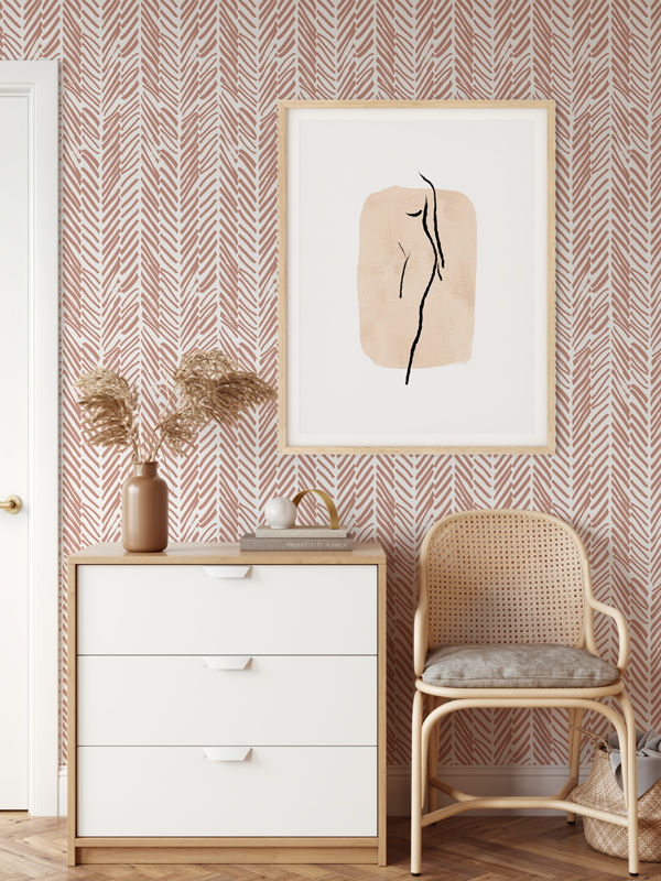 PINK TERRACOTTA HERRINGBONE WALLPAPER thumbnail 2