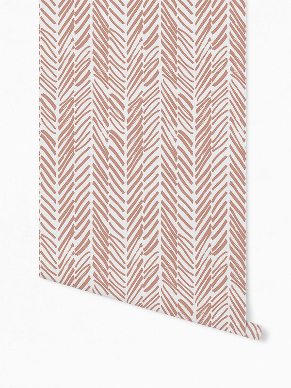 PINK TERRACOTTA HERRINGBONE WALLPAPER thumbnail 3