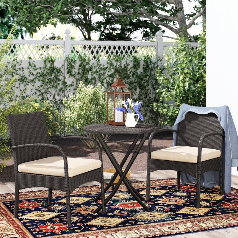 DEREHAM ROUND 2 PERSON LONG BISTRO SET WITH CUSHIONS thumbnail 3