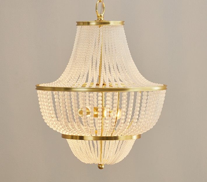 TIERED POLISHED GLASS BEAD CHANDELIER thumbnail 2