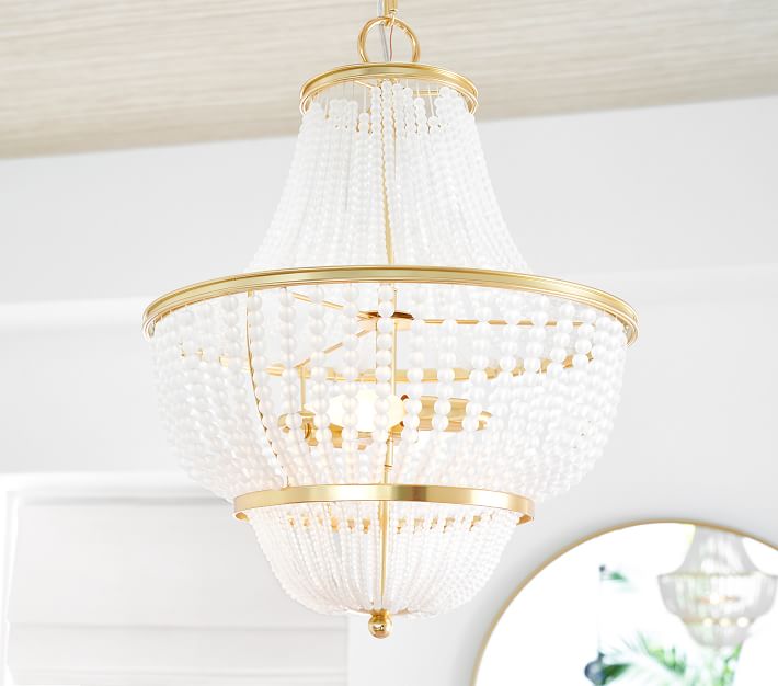 TIERED POLISHED GLASS BEAD CHANDELIER thumbnail 5
