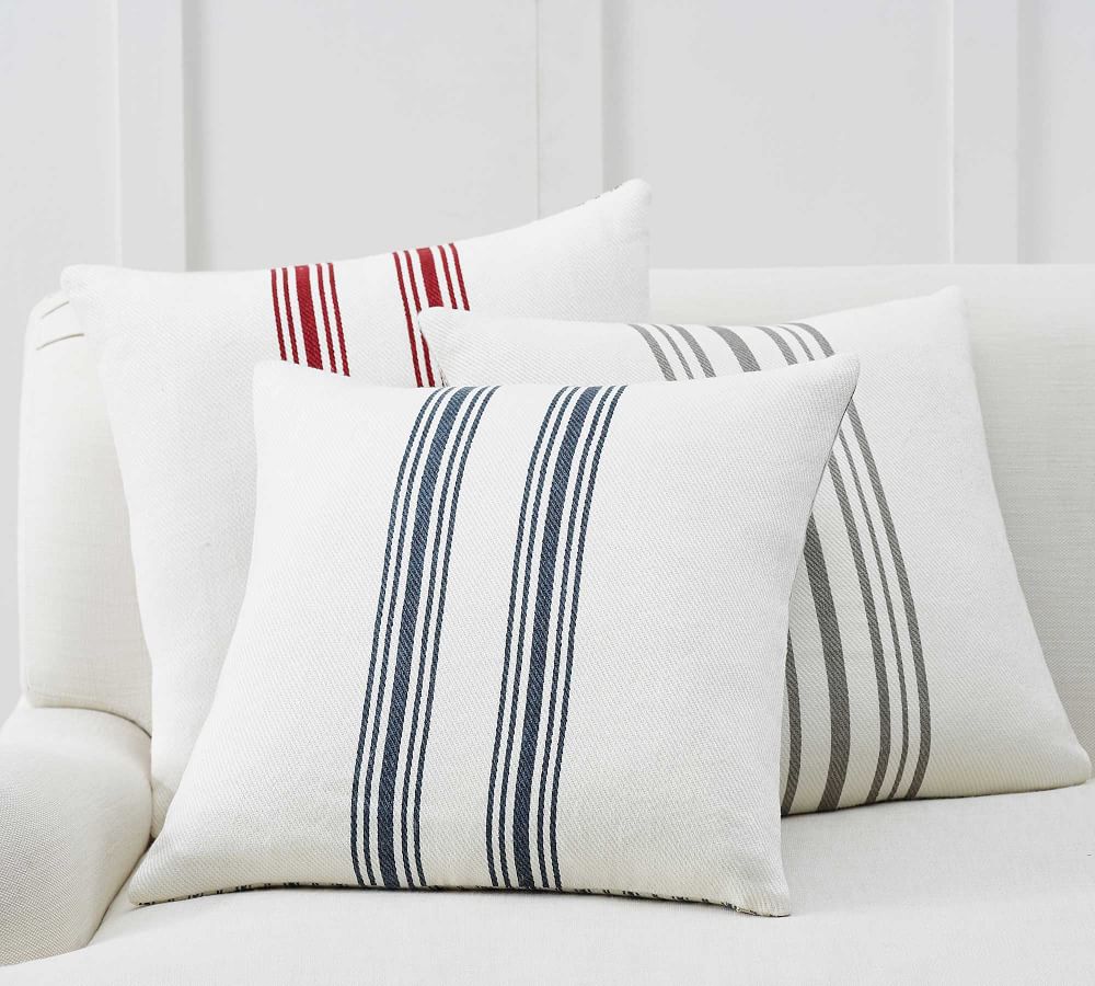 CULVER GRAINSACK STRIPED REVERSIBLE PILLOW COVERS WITH INSERT thumbnail 3