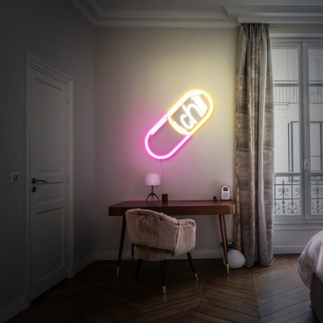 TAKE A CHILL PILL BY KELLY DABBAH LED NEON SIGN thumbnail 2