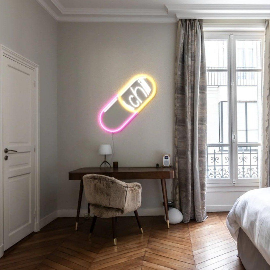 TAKE A CHILL PILL BY KELLY DABBAH LED NEON SIGN thumbnail 3