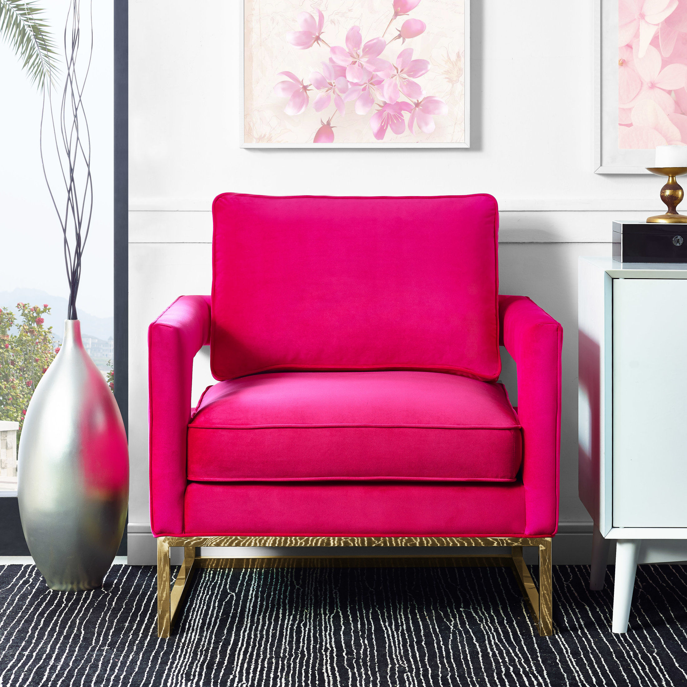 Olivia Pink Velvet Chair thumbnail 5