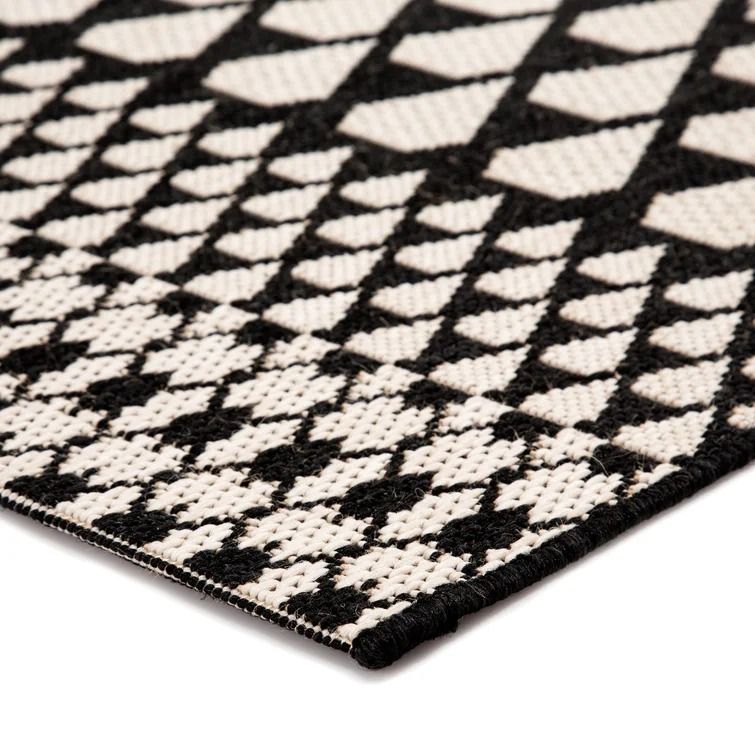 Kiril Geometric Black Brown Indoor Outdoor Area Rug-4'x5'7" thumbnail 4