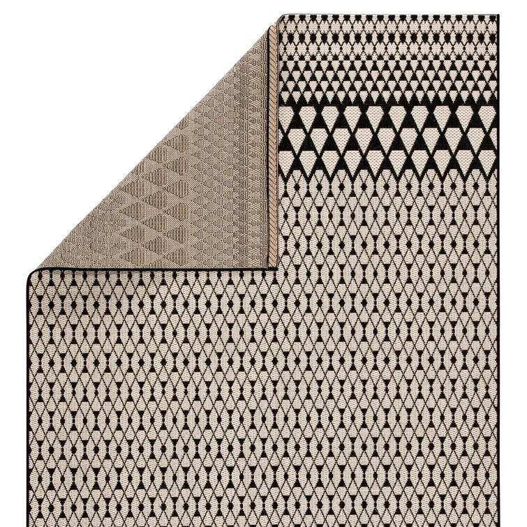 Kiril Geometric Black Brown Indoor Outdoor Area Rug-4'x5'7" thumbnail 5