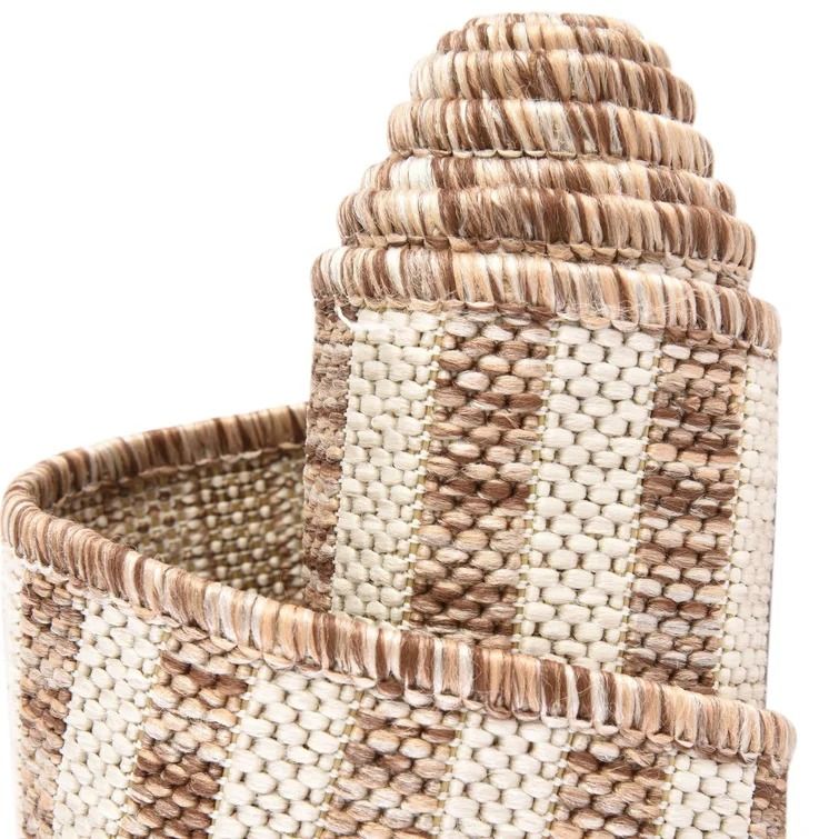 Striped Light Brown Ivory Indoor Outdoor Area Rug-4'x6' thumbnail 4