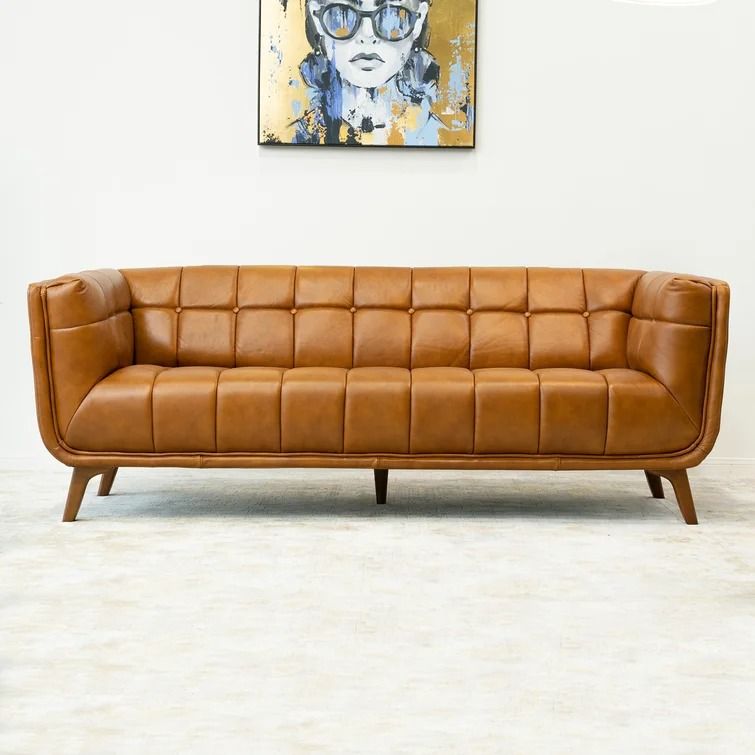 Regina Genuine Leather Flared Arm Sofa thumbnail 2