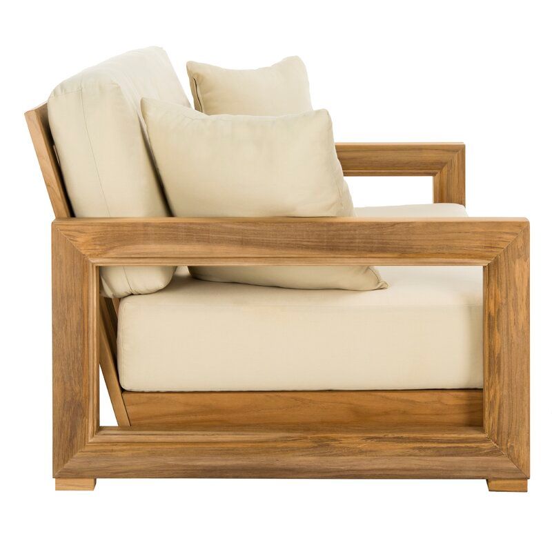 MONTFORD WIDE OUTDOOR TEAK LOVESEAT WITH CUSHIONS thumbnail 3
