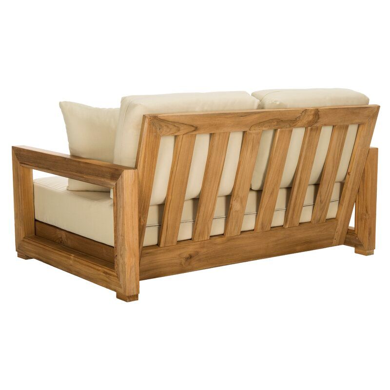 MONTFORD WIDE OUTDOOR TEAK LOVESEAT WITH CUSHIONS thumbnail 4