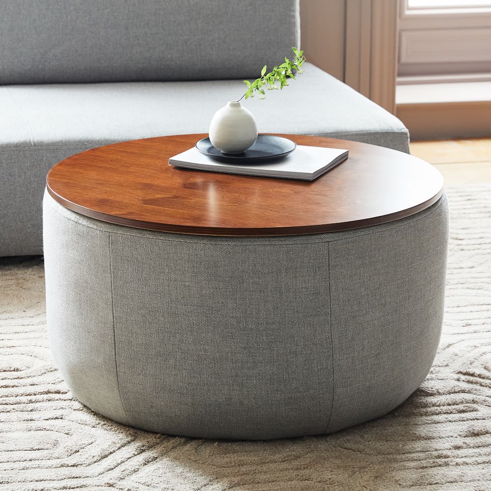 Upholstered Round Storage Ottoman thumbnail 2