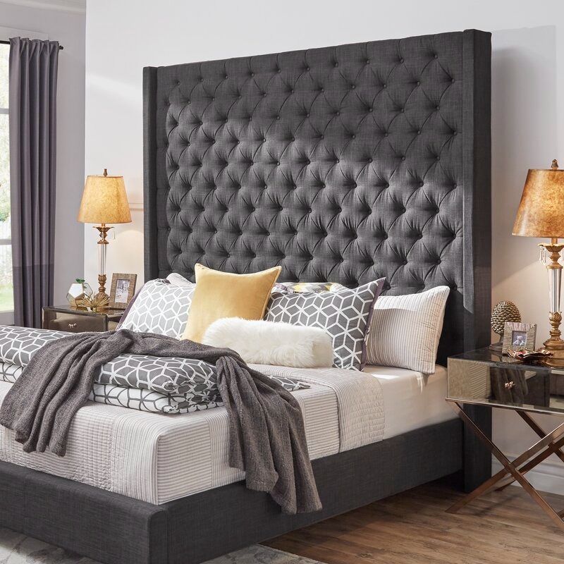 Monett Tufted Upholstered low profile Platform Bed-King thumbnail 2