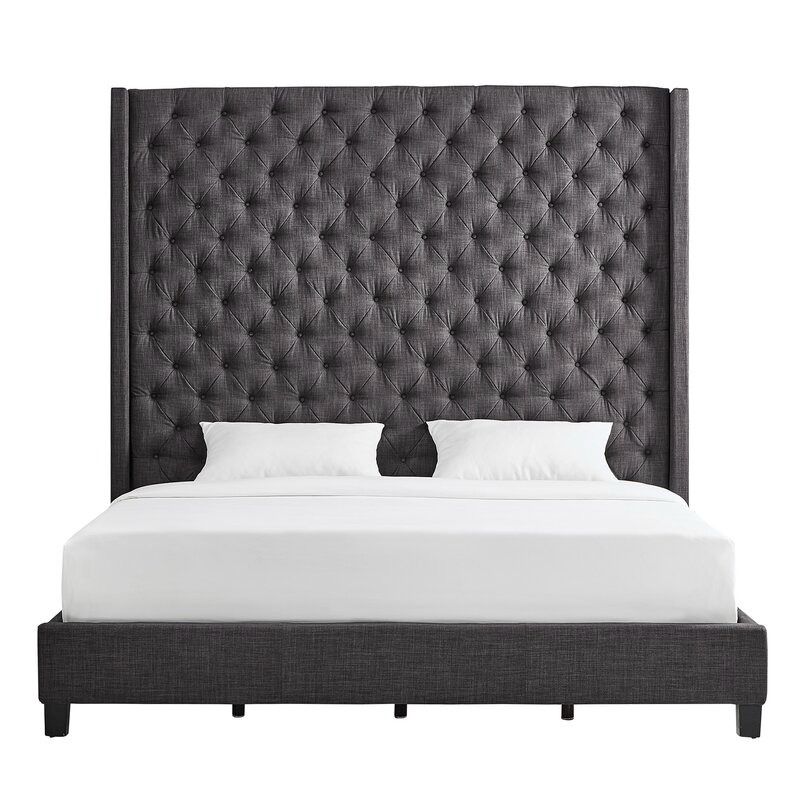 Monett Tufted Upholstered low profile Platform Bed-King thumbnail 3