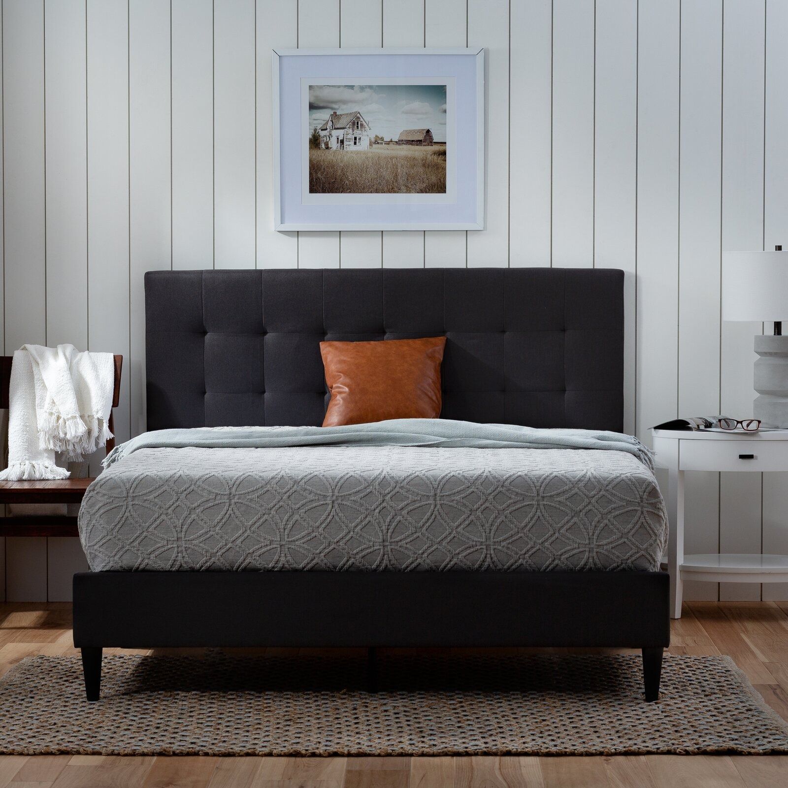 Peters Tufted Upholstered Low Profile Platform Bed-Queen  thumbnail 2