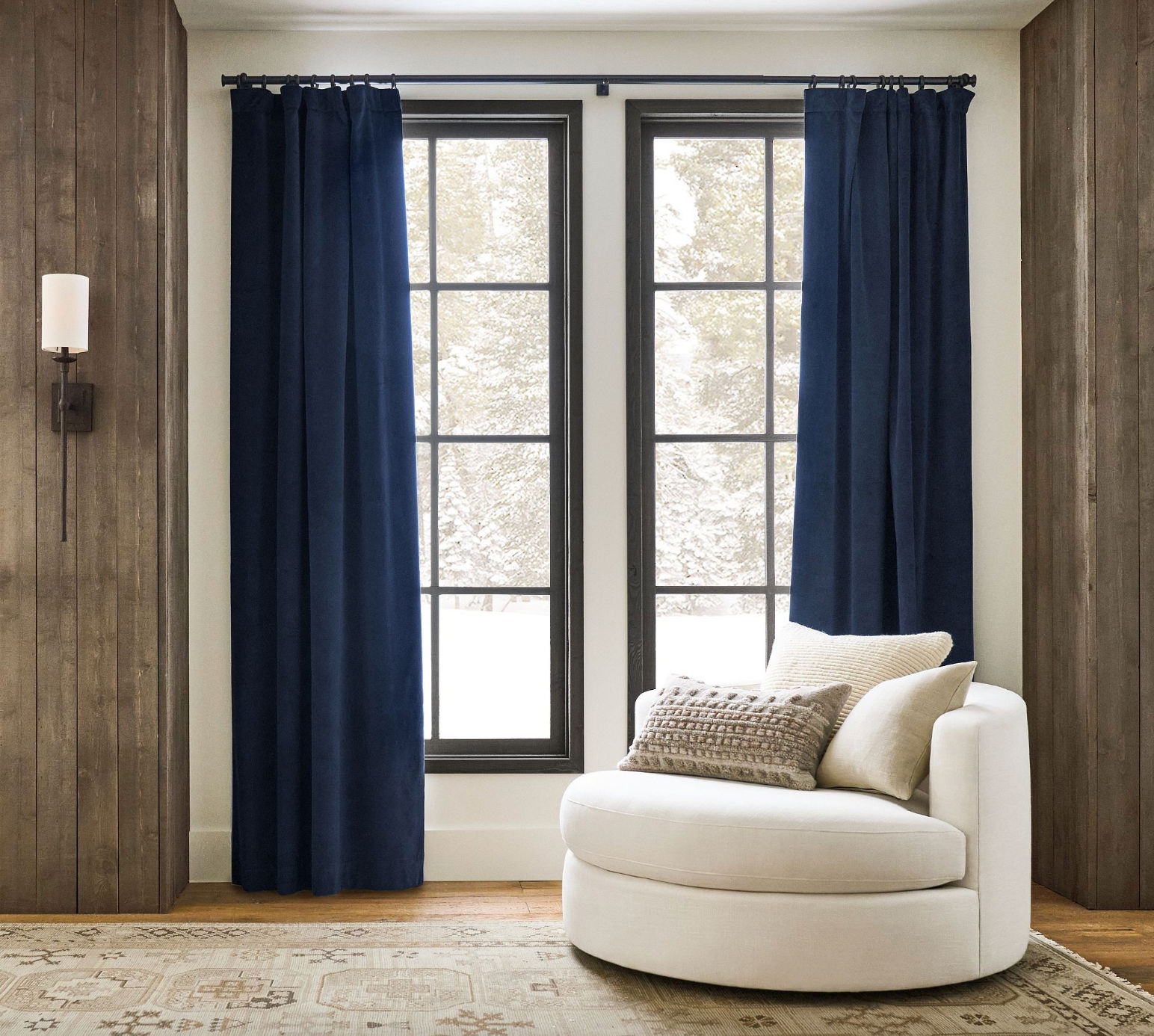 Velvet Twill Curtain Navy thumbnail 2