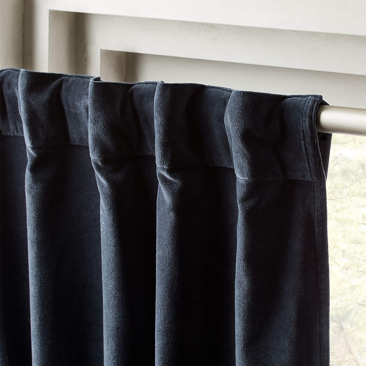 Velvet Midnight Blue Curtain Panel-48''x96'' thumbnail 3