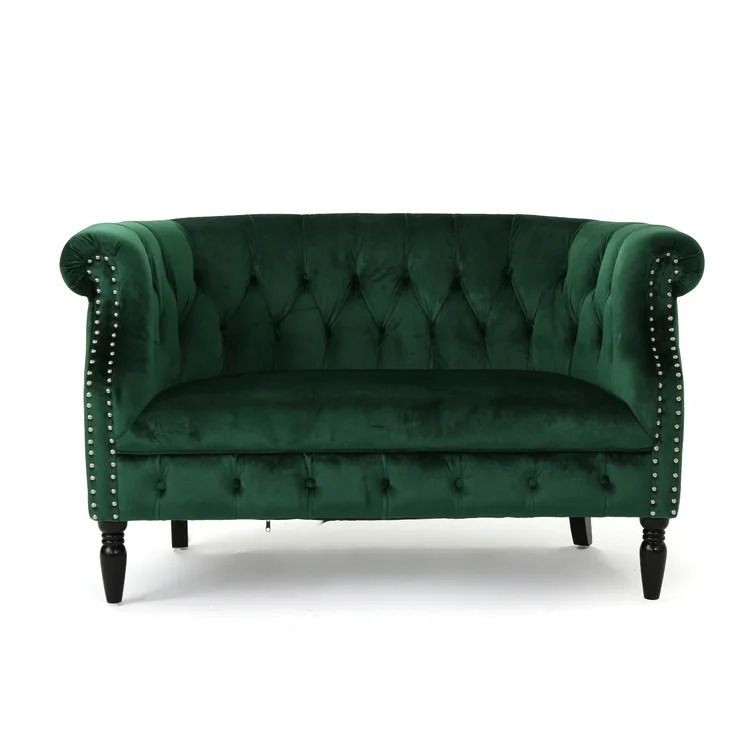 CHARLOTTE VELVET ROLLED ARM CHESTERFIELD LOVESEAT thumbnail 2