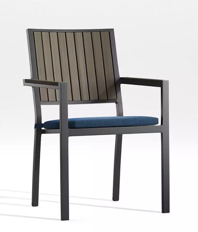 ALFRESCO II GREY DINING ARM CHAIR WITH SAPPHIRE SUNBRELLA CUSHION thumbnail 2