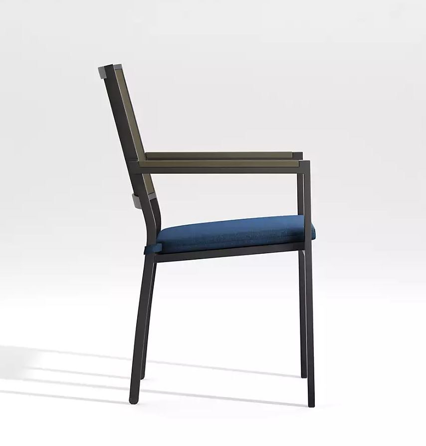 ALFRESCO II GREY DINING ARM CHAIR WITH SAPPHIRE SUNBRELLA CUSHION thumbnail 3